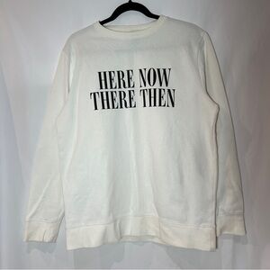 H&M Mens Print Sweatshirt HERE NOW THERE THEN White Size M Cotton Blend Pullover